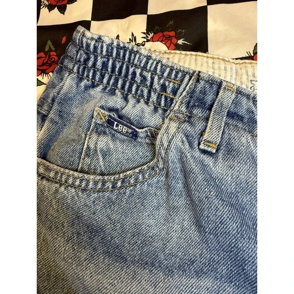 Vintage Lee‎ Jeans Size 14P Elastic Waist High Rise Straight Leg Denim